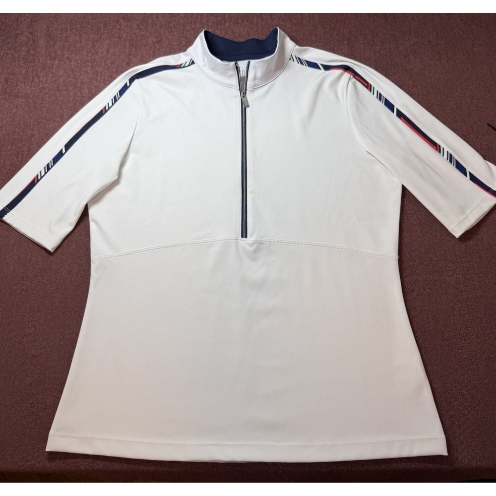 Tail Women's Medium Golf Tennis Polo Shirt White‎ Mock Neck 1/4 Zip